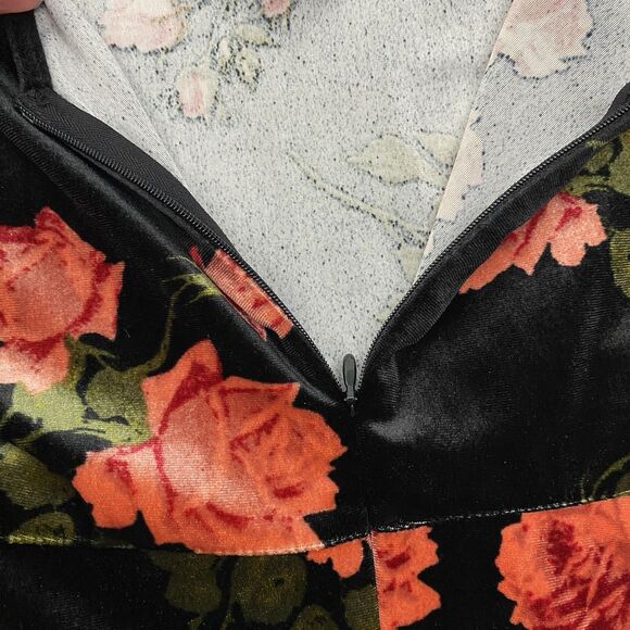 Exhilaration Dress Womens XL Black Floral Velvet Long Sleeve Goth Whimsigoth - Picture 5 of 11